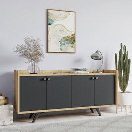 Hanah Home Consola Piran Antracita y Roble